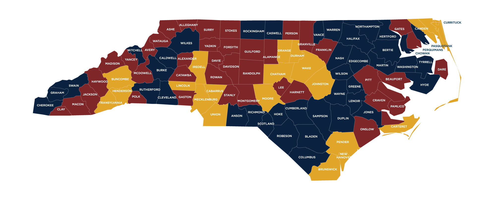 North Carolina county tier designation map
