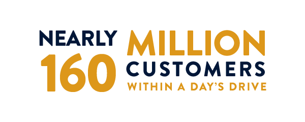 nearly 160 million customers within a days drive