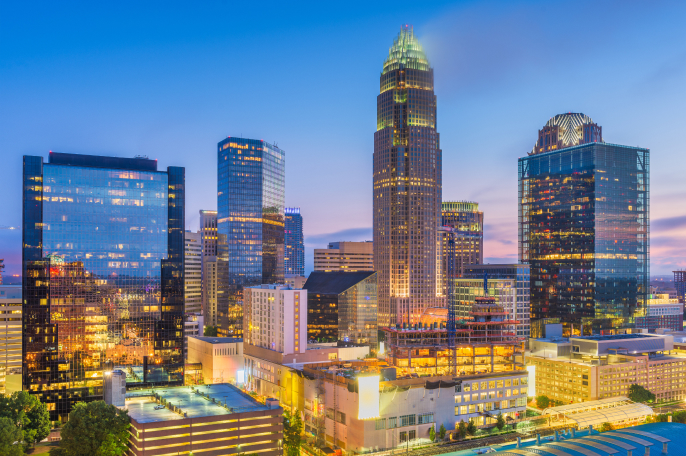 Charlotte skyline at night