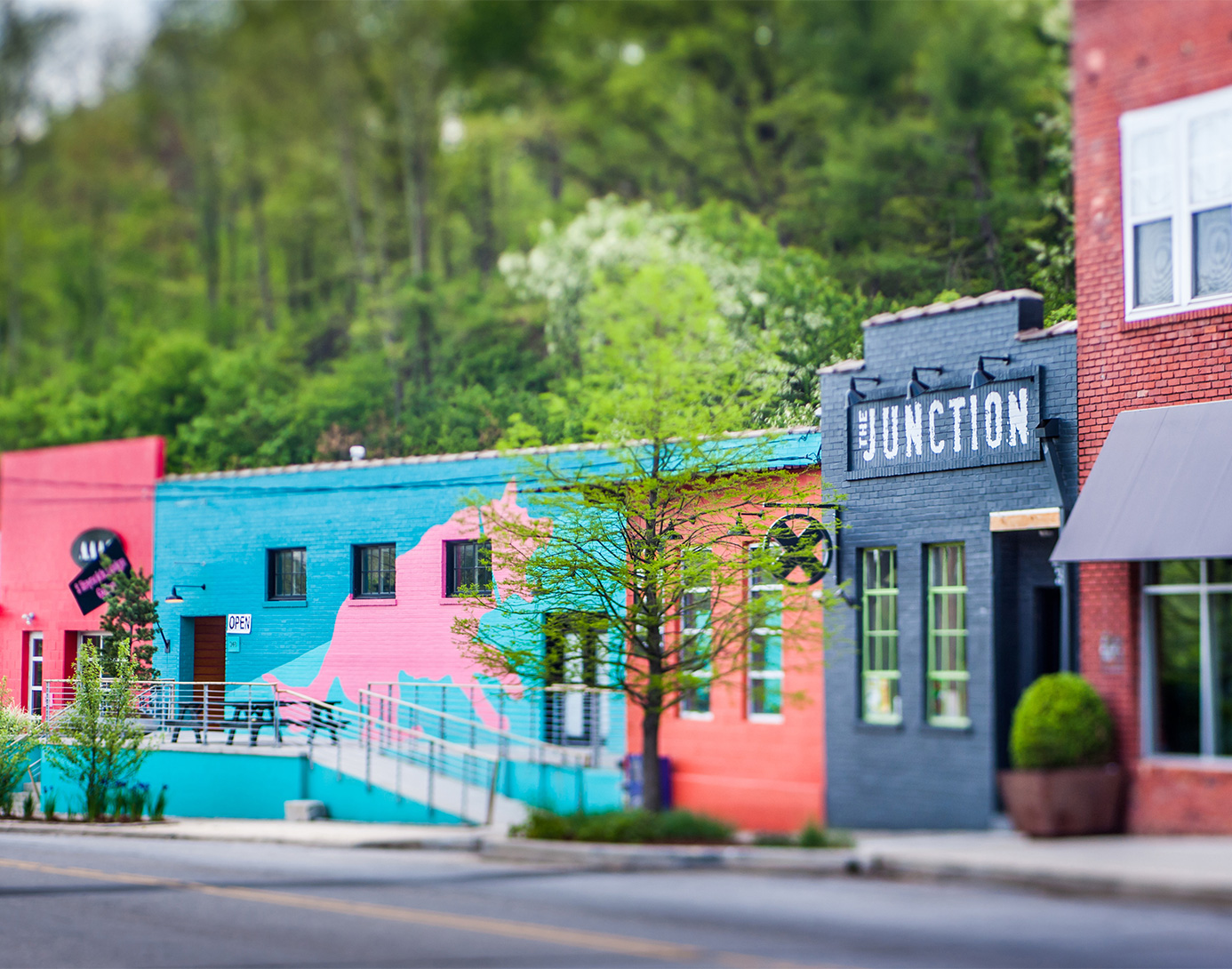 Colorful buildings in River Arts District Asheville