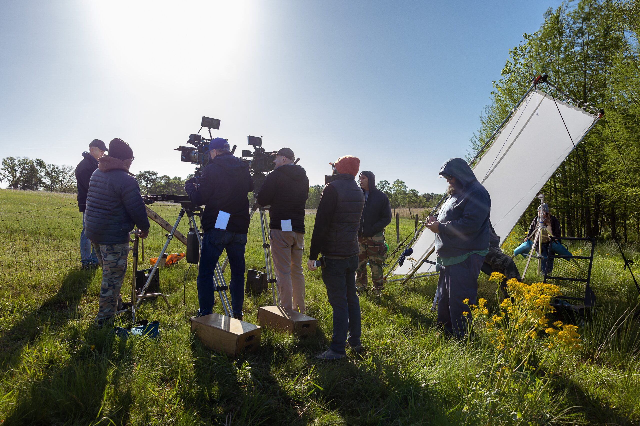 Film crew in field