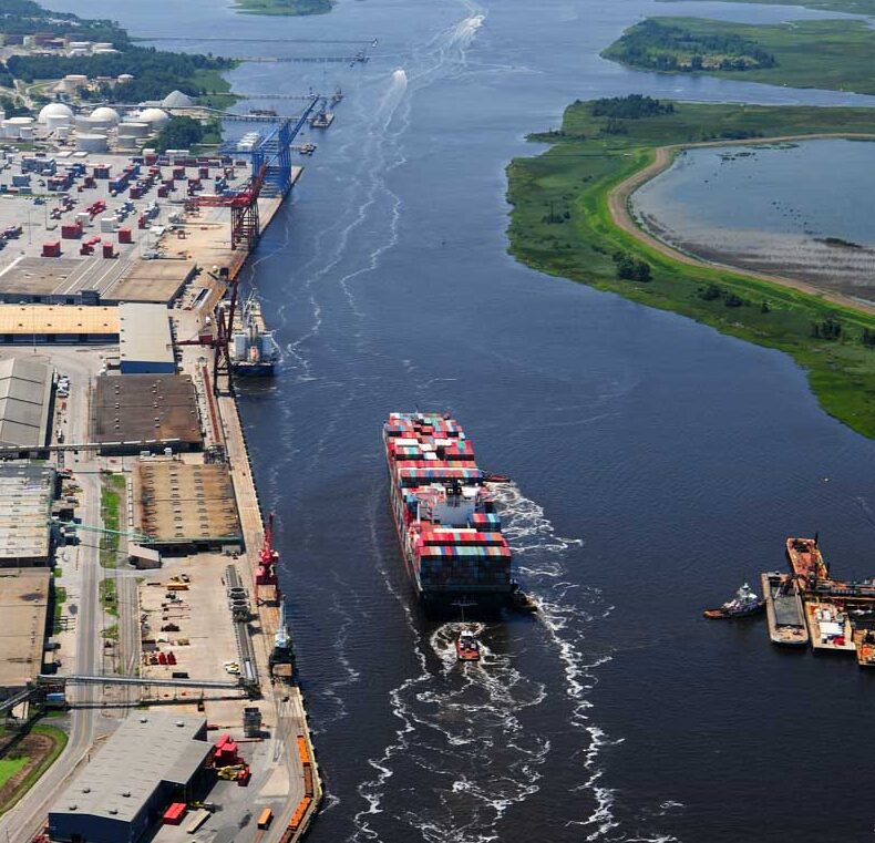 aerial view of port of wilmington