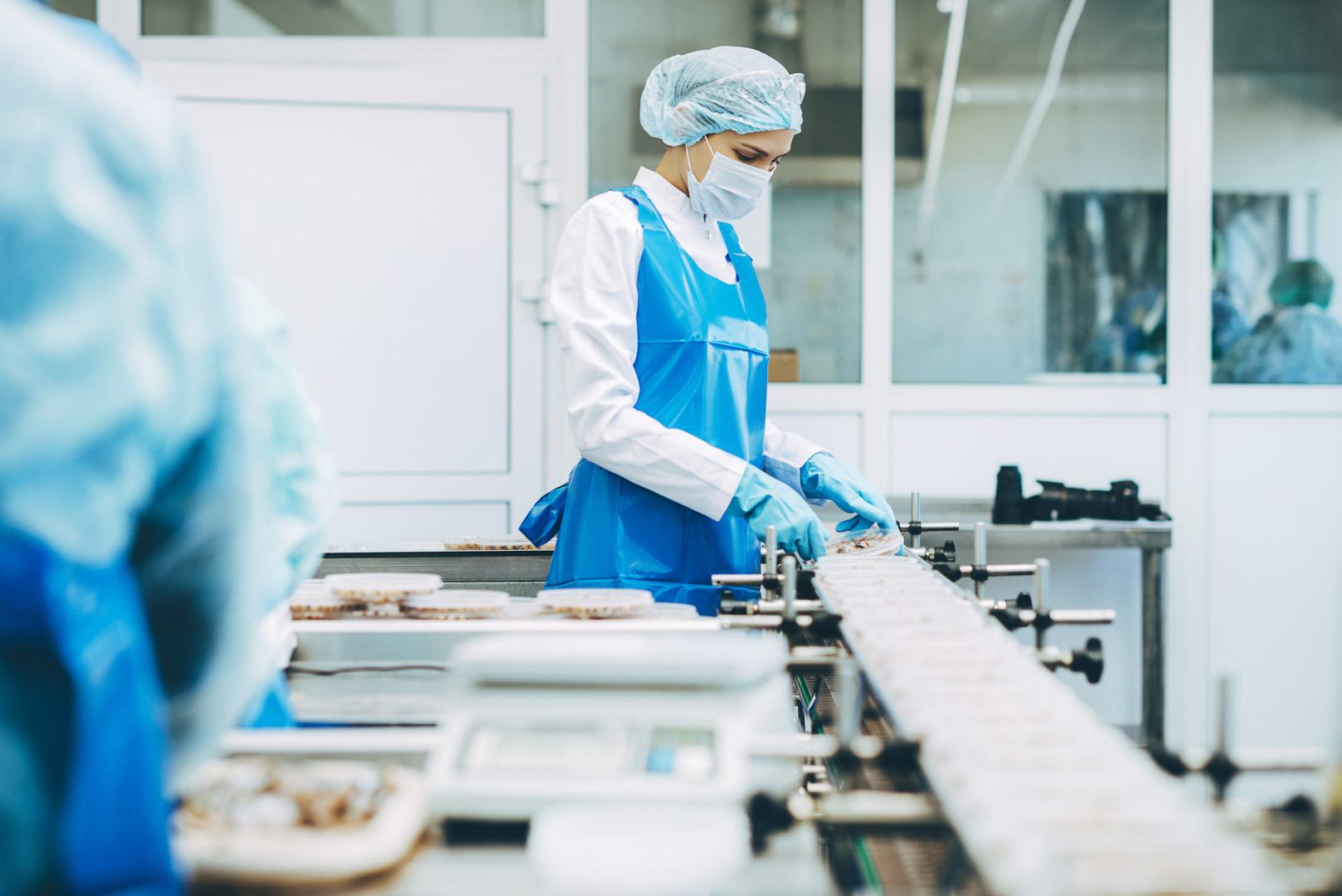 food manufacturing worker in production line