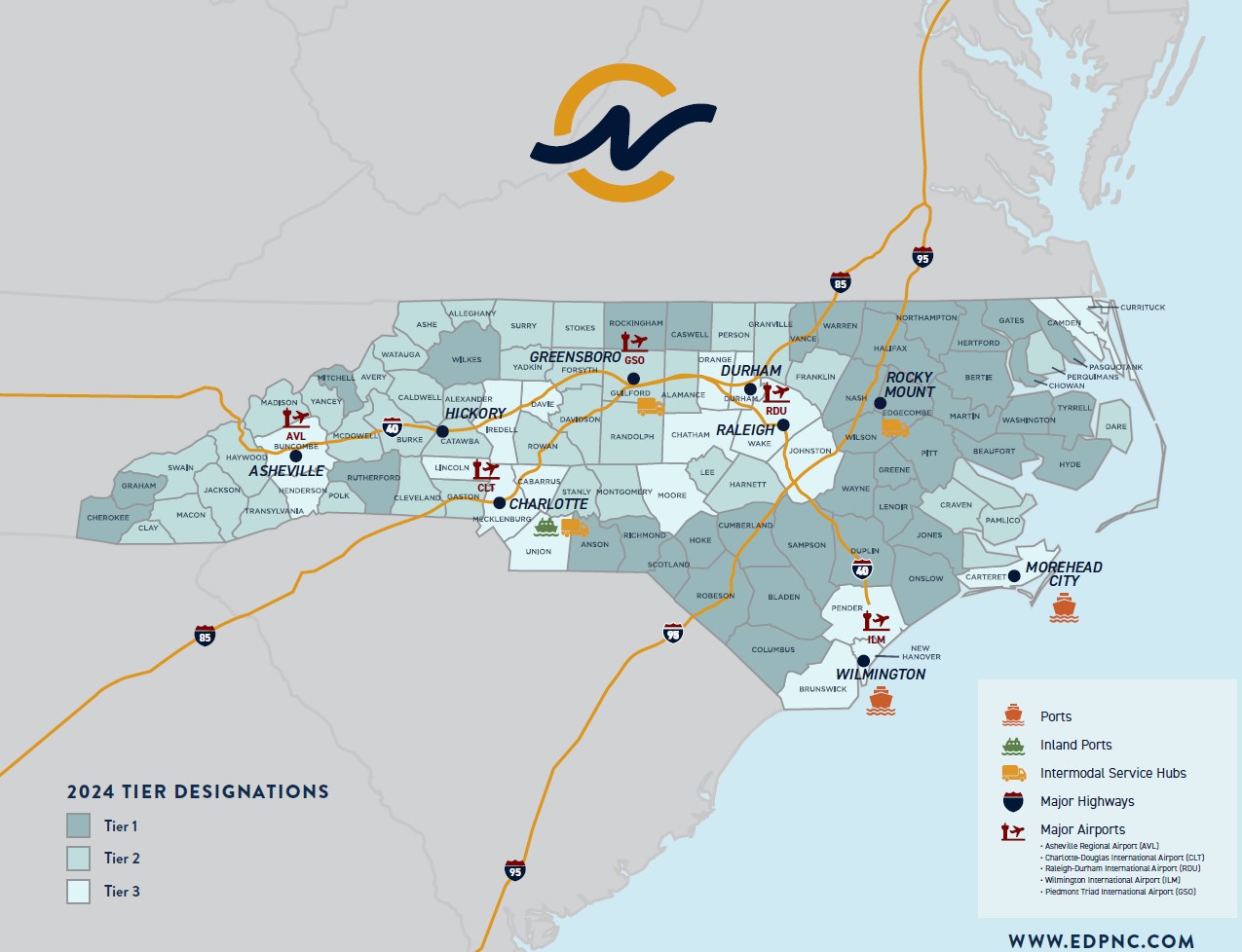 2024 North Carolina Tier Designation Map