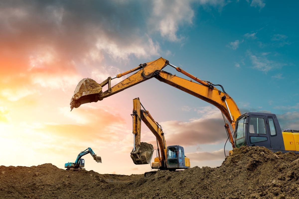 construction site at golden hour