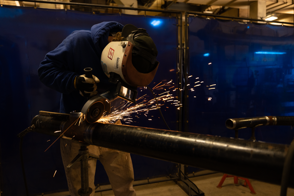 worker using industrial tools