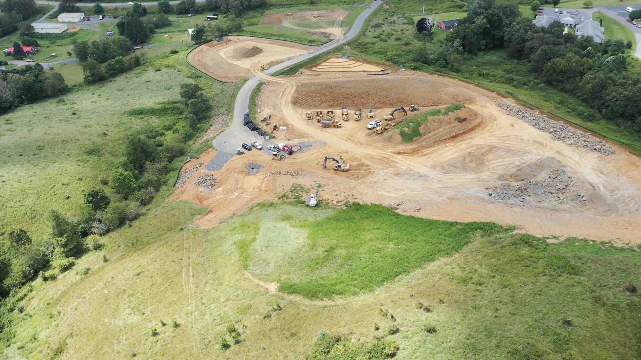 aeral view of construction site