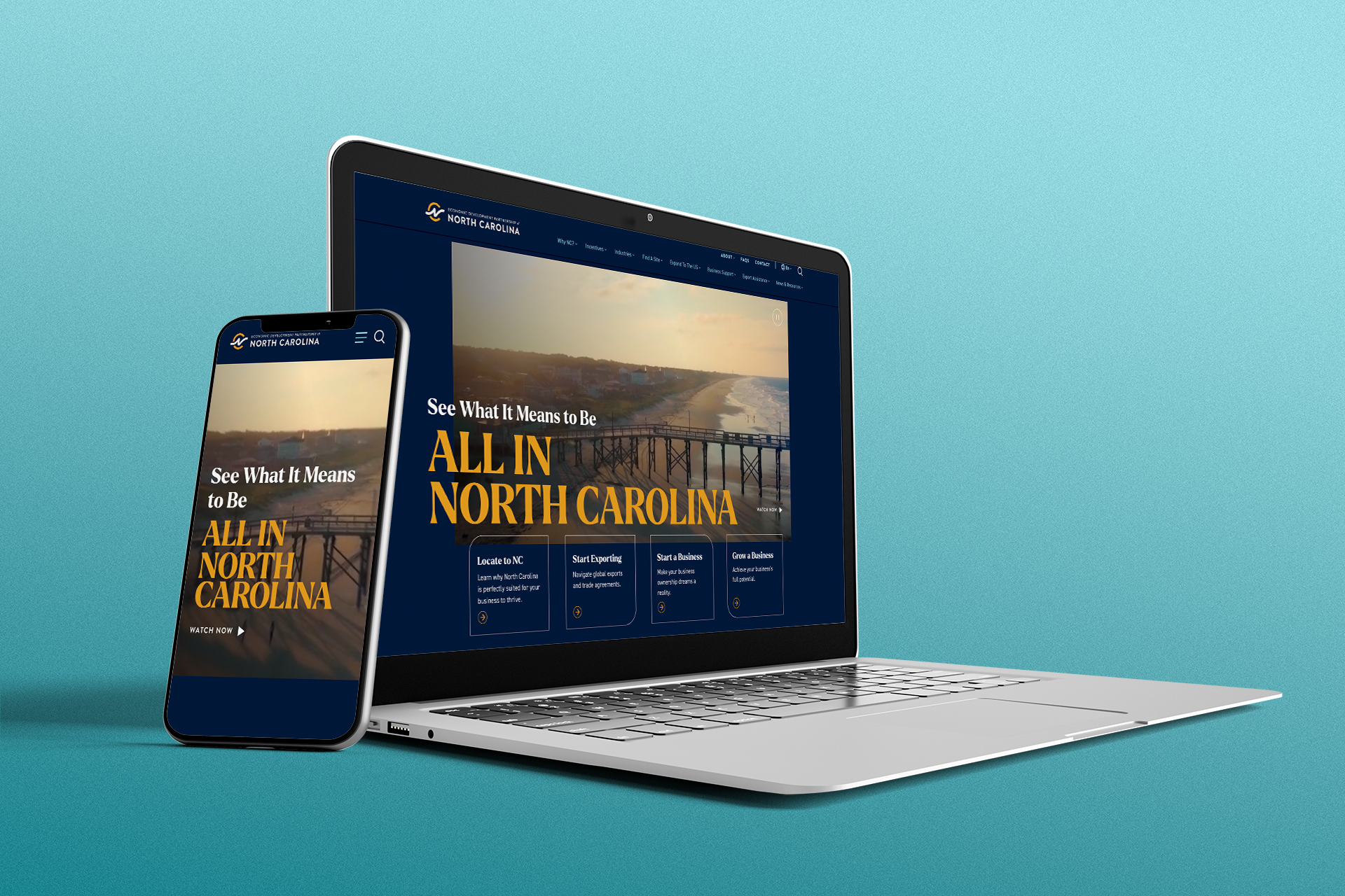mockup of new edpnc website on laptop and phone