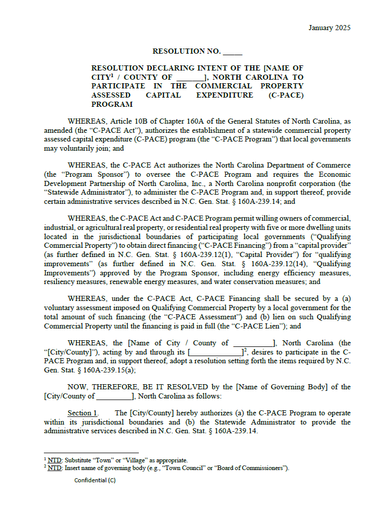 C-PACE Resolution of Intent Template