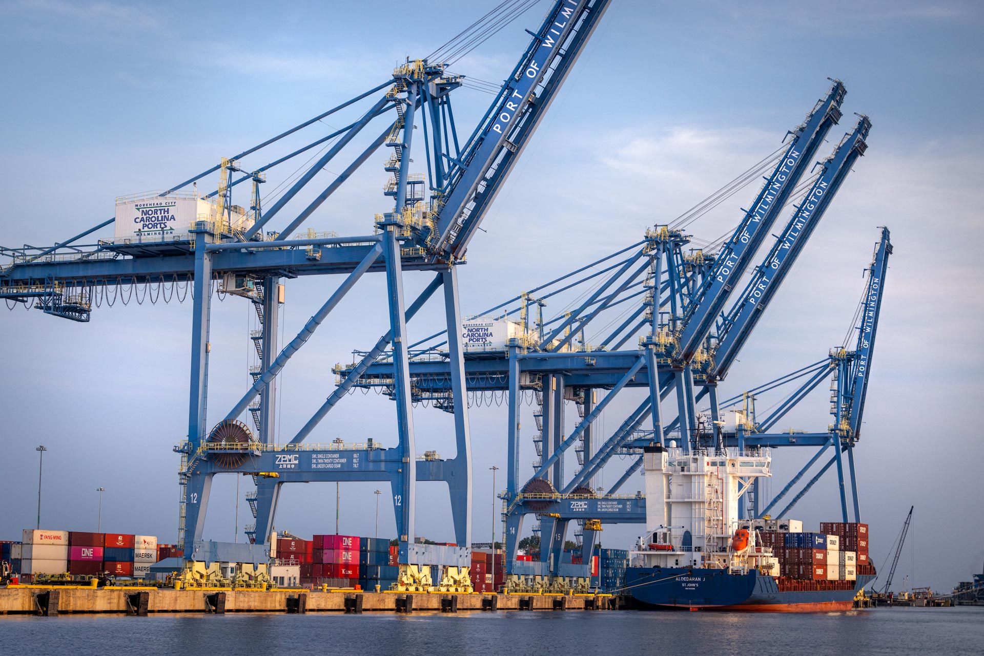 cargo ship approaching Port of Wilmington