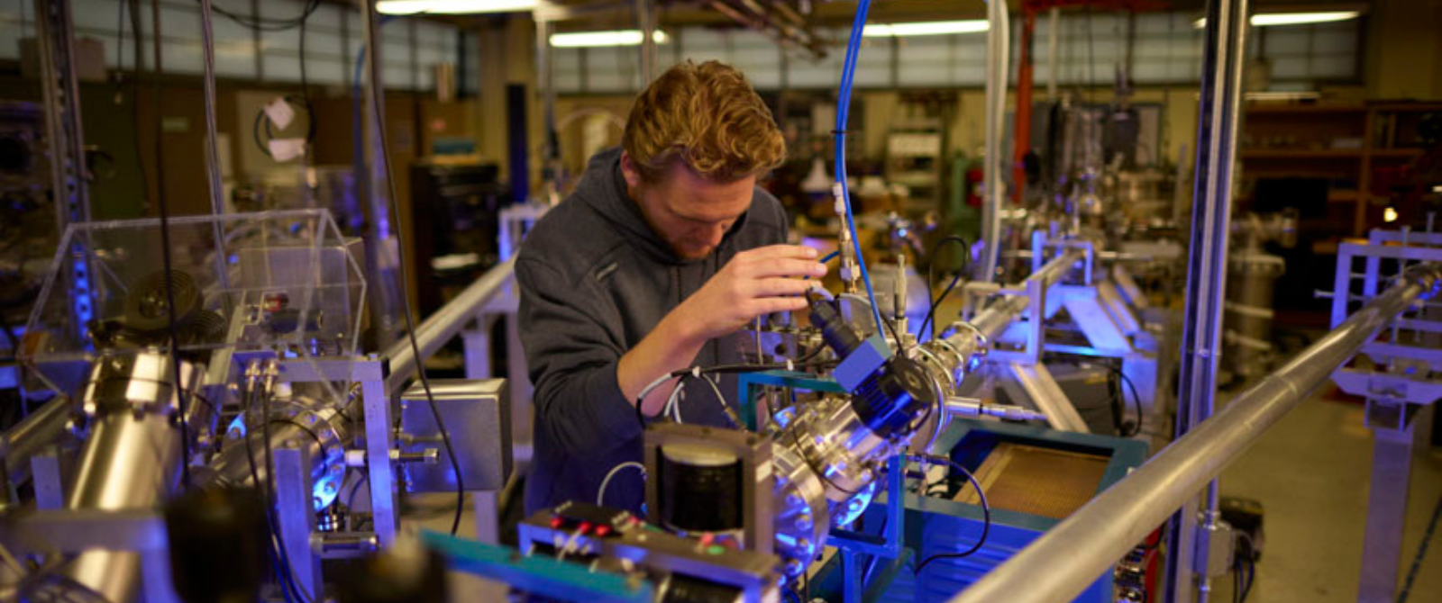 student working in particle lab at east carolina university