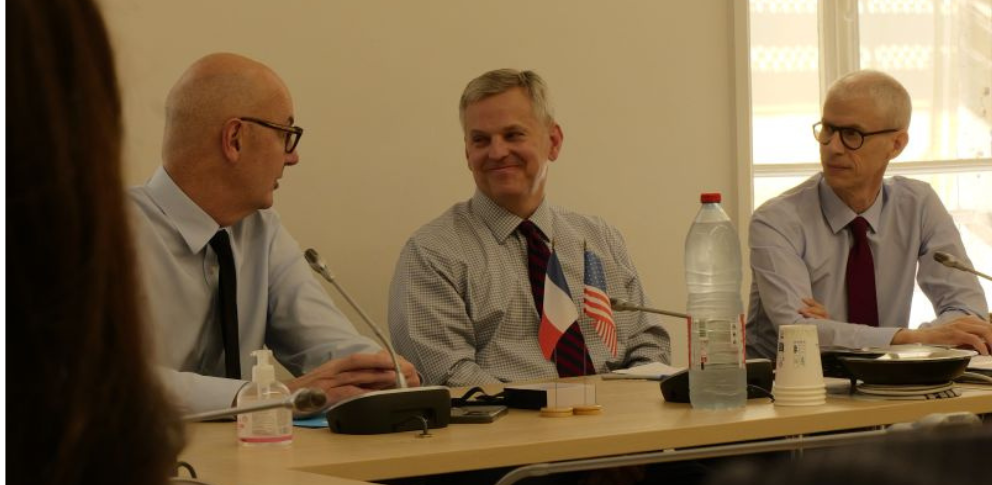 Governor Josh Stein in a meeting at the 2025 Paris Air show