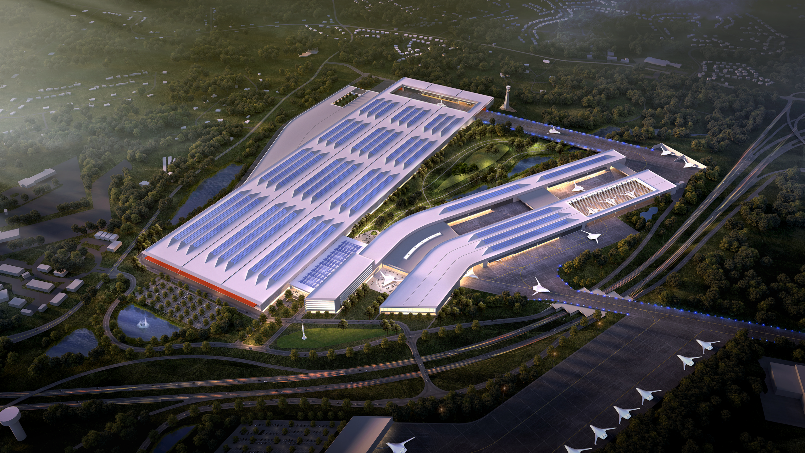 Aerial render of future JetZero site