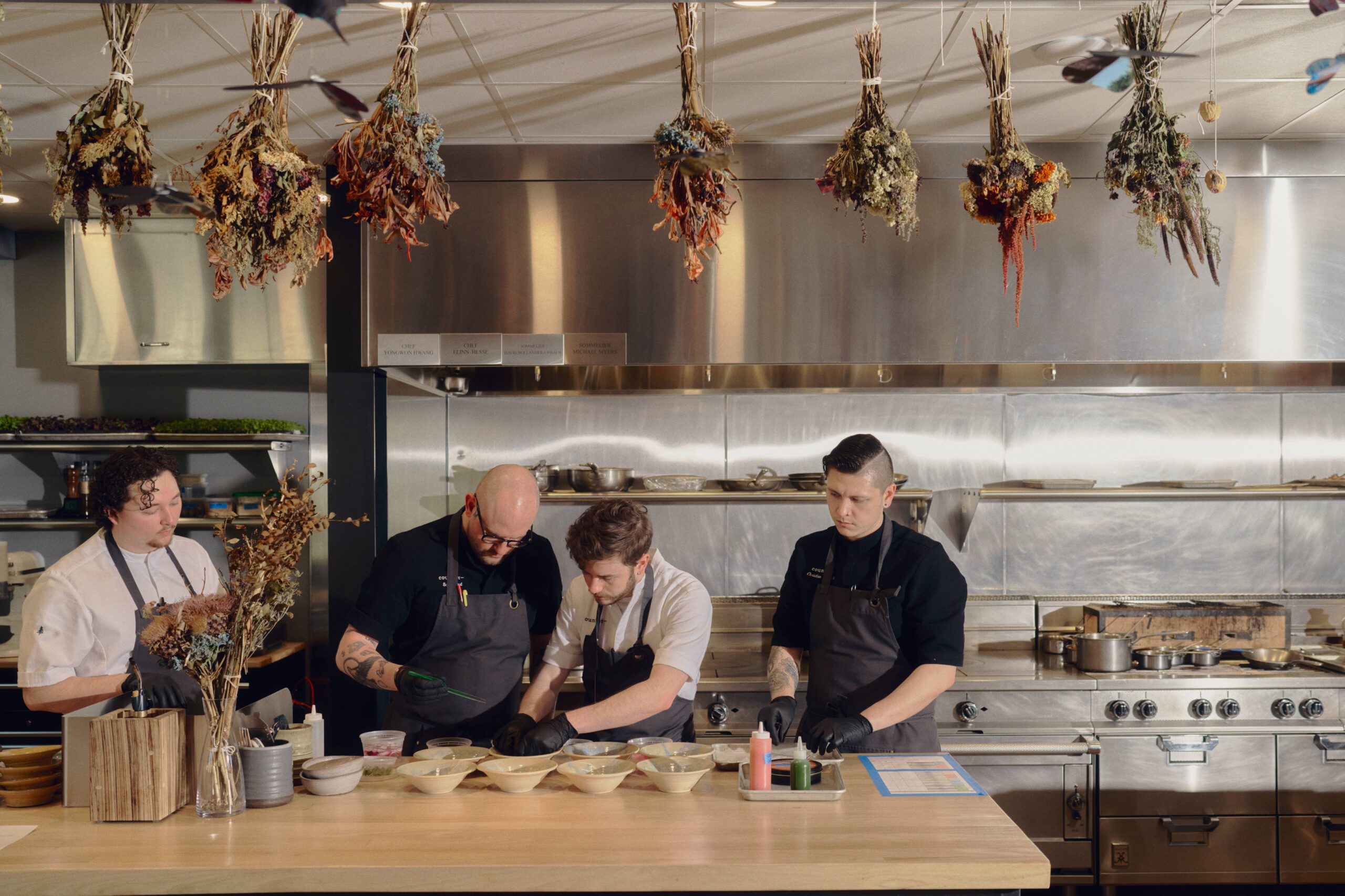 michelin awarded chefs working in kitchen at North Carolina restaurant