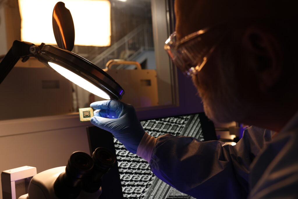 microchip inspection in semiconductor lab