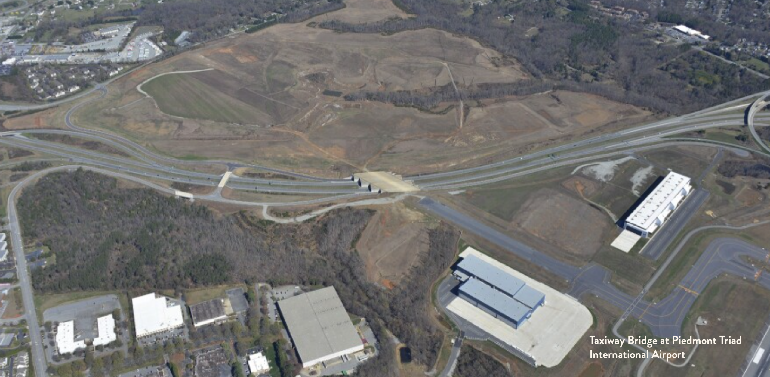 aerial view of taxiway bridge at GSO