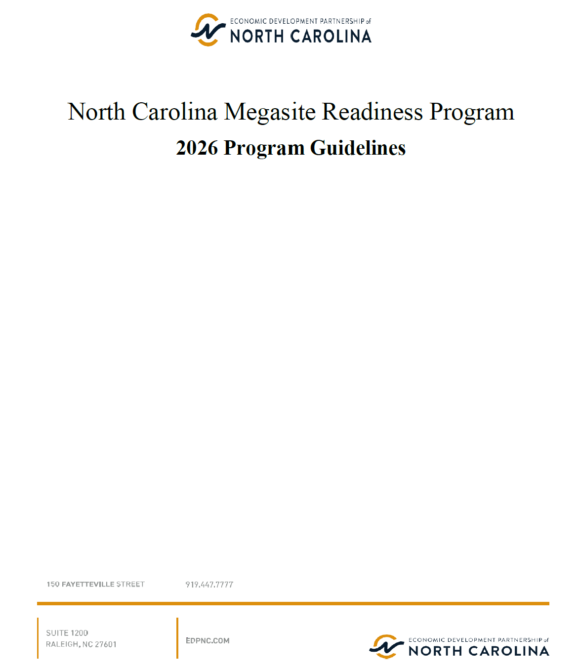 North Carolina Megasite Readiness Program Guidelines