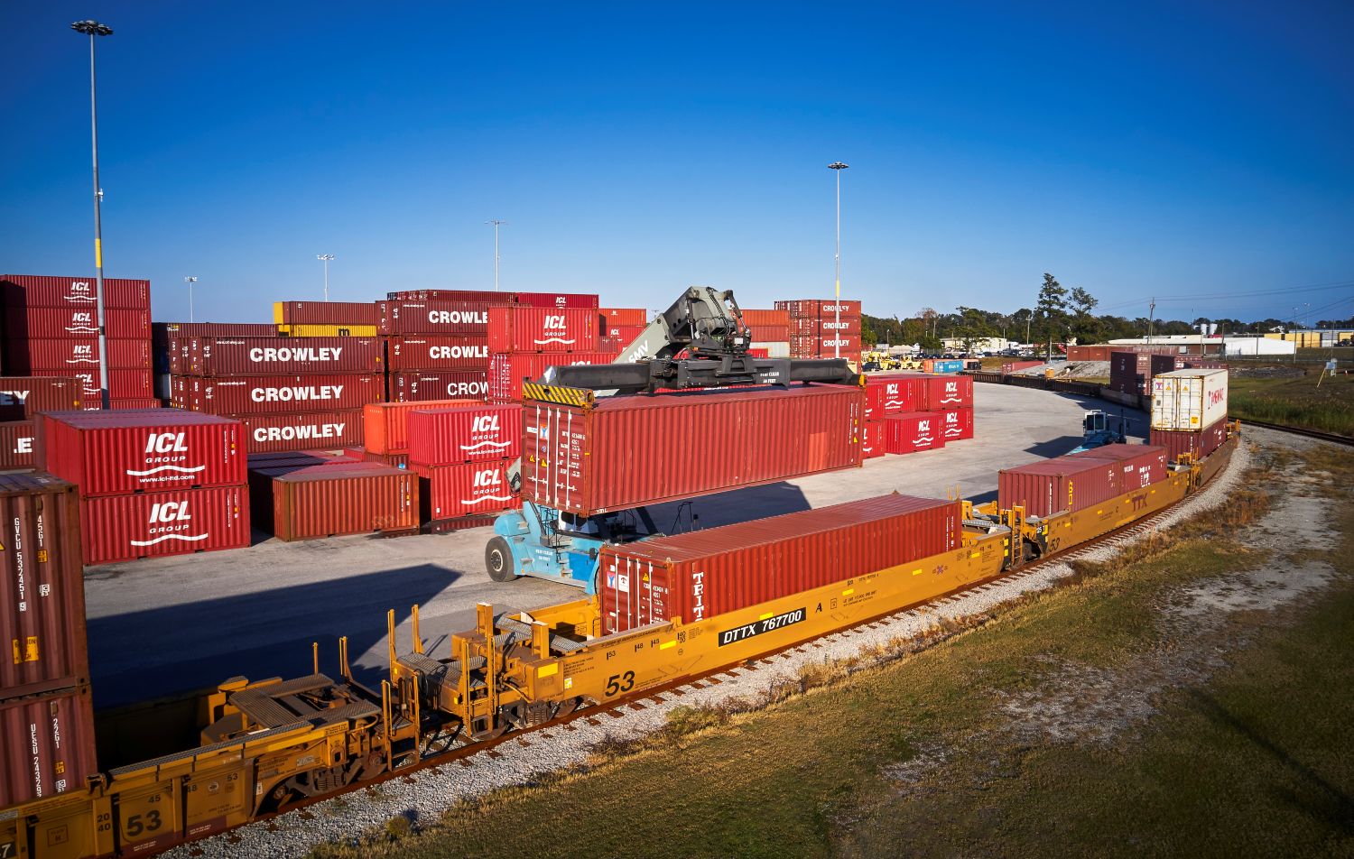 Rail line beside the North Carolina ports